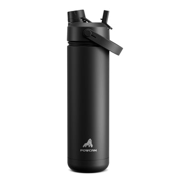 POWCAN 26 oz Insulated Water Bottle with 2-in-1 Straw and Spout Lid, Keep Cold 24H, Leak-Proof, Fits in Car Cup Holder