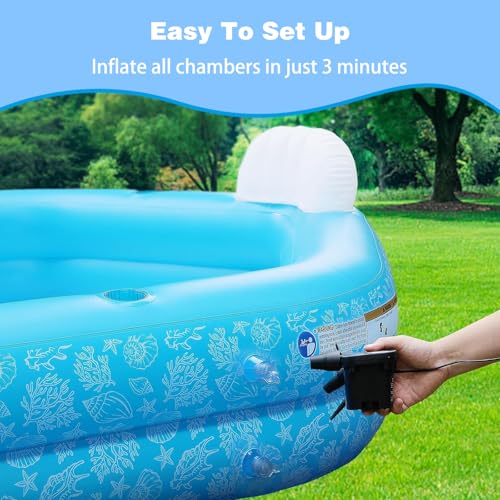 Inflatable Pool for Kids and Adults, PY SUPER MODE 85" x 85" x 23" Oversized Thickened Family Swimming Pool for Toddlers, Outdoor, Garden, Backyard, Water Party -Printed