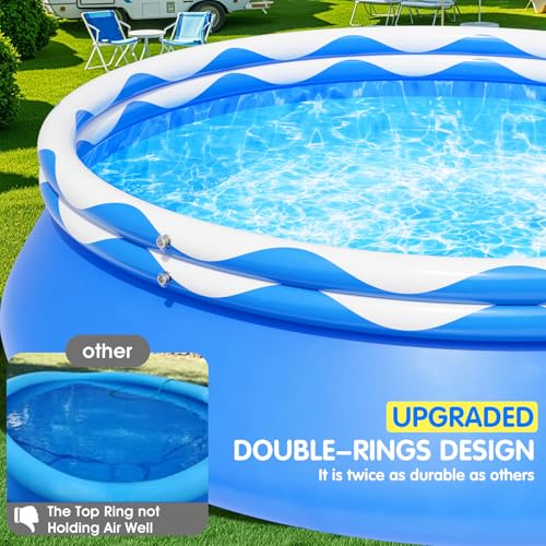 Easy Set Pool with Pool Lights, Upgraded Above Ground Pool,Large Inflatable Swimming Pool for Adults Round Pool,Quick Set Inflatable Top Rings Above Ground Swimming Pool 8ftx30in