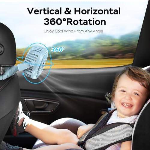 COMLIFE Baby Stroller Fan With Light, Rechargeable Battery Operated, Max 10Hrs Cooling, 3 Speeds, 360° Rotate USB Desk Fan, Flexible Tripod Clip On Fan for Stroller Car Seat Crib Treadmill Golf Cart