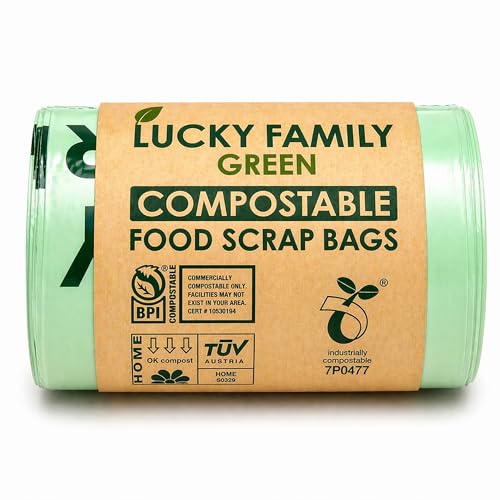 Compostable Trash Bags for Kitchen Compost Bins – 1.3 Gallon Small Compost Bags for Countertop Bin, Green Compostable Bags, BPI Certified ASTM D6400, Leak-Resistant Food Waste Bags (50 Count)