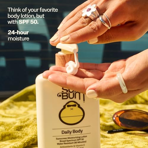 Sun Bum Daily SPF 50 Sunscreen Body Lotion - Broad Spectrum Moisturizing Sunscreen with Vitamin E - Vegan and Hawaii 104 Act Compliant (Without Octinoxate & Oxybenzone) - Dermatologist Tested - 8 oz