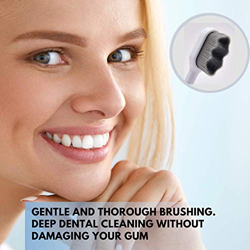 Wimolek Extra Soft Toothbrush for Sensitive Gums and Teeth. Micro Nano Toothbrushes with 20,000 Ultra Soft Bamboo Charcoal Bristles. Excellent Cleaning Effect (2 Pack) (Black Wave Bristle)
