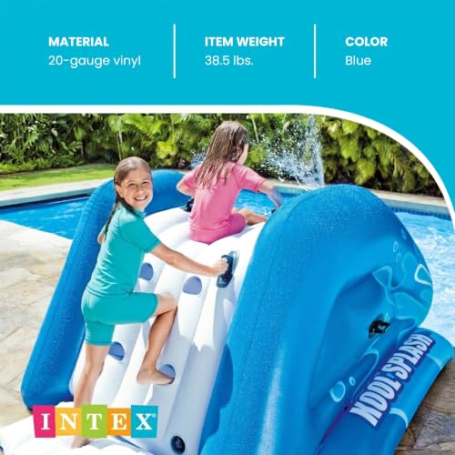 Intex Kool Splash Inflatable Water Slide Swimming Pool Play Center with Built in Sprayers for Kids and Adults, Ages 6 and Up, Blue