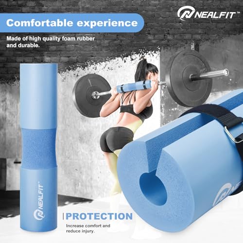 NEALFIT Barbell Pad Squat Pad for Squats—Squat Bar Pad—Great for Weightlifting,Lunges and Hip Thrusts—Foam Sponge Pad—Fit Standard and Olympic Bars Perfectly