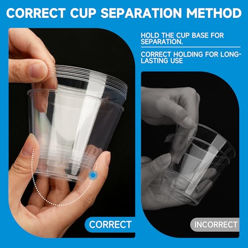 RACETOP 9 oz Clear Plastic Cups 100 packs, Disposable Plastic Party Cups Tumblers, Cocktail Cups, Perfect for Parties, Wedding and Events