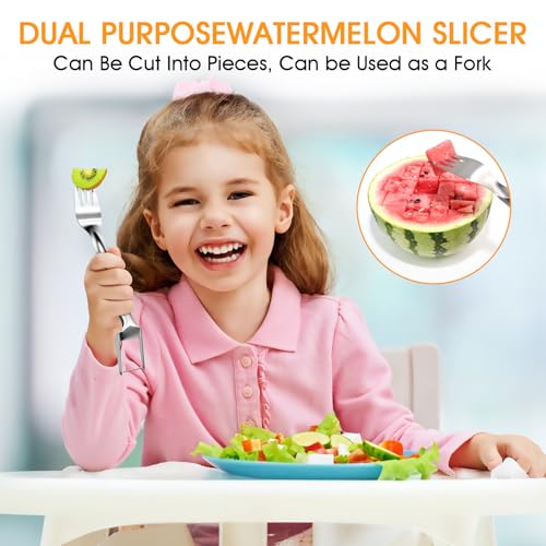 1 PCS Stainless Steel Watermelon Slicer and Fork - 2-in-1 Portable Kitchen Tool for Home Camping and Parties