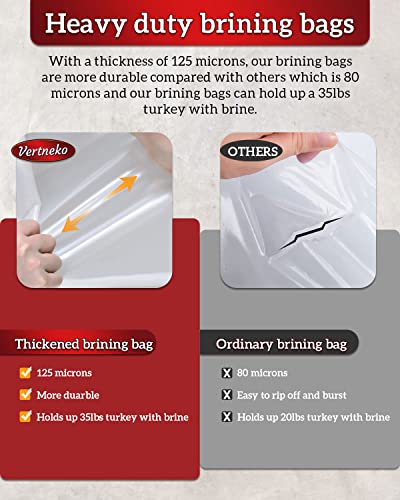 Turkey Brine Bags, 26"×22", 2 Pack, Holds up 35lbs, Thicker Brining Bags with Double Zip Lock & 2 Cotton Strings, Extra Large Brine Bag Fits for Turkey, Chicken, Beef, Fish, Lamb, Pork