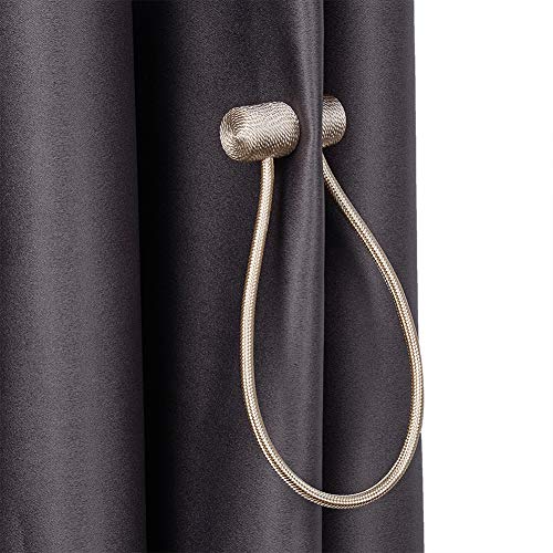 2pcs Magnetic Curtain Tiebacks, Strong Magnetic Window Curtain Tiebacks Decorative Rope Holdbacks Drapery Curtain Tie Backs for Window Draperies Hold Curtains Drape Ties Backs (Beige, 2 Pack)