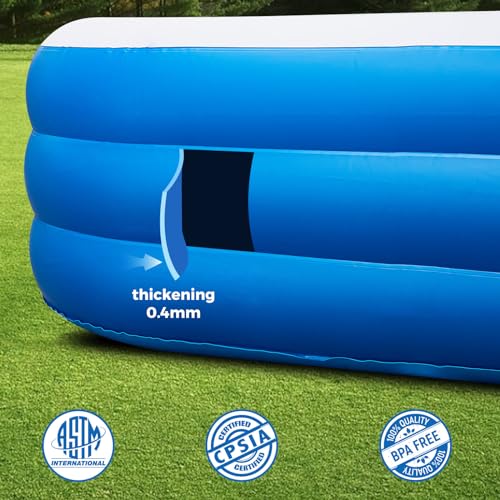 Inflatable Swimming Pool with Pool Lights, 130" x 72" x 22" Full-Sized Large Inflatable Family Pool, Summer Water Party, Outdoor, Garden Backyard, Suitable for Adults