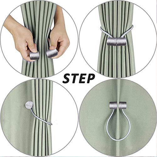 2pcs Magnetic Curtain Tiebacks, Strong Magnetic Window Curtain Tiebacks Decorative Rope Holdbacks Drapery Curtain Tie Backs for Window Draperies Hold Curtains Drape Ties Backs (Beige, 2 Pack)