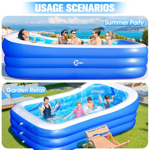 Inflatable Pool with Big Backrest and Seat,Oversized Thickened Large BlowUpPool for Adults,Inflatable Backyard Pools for Adult,Durable Swimming Pools Summer Water Party98 x63