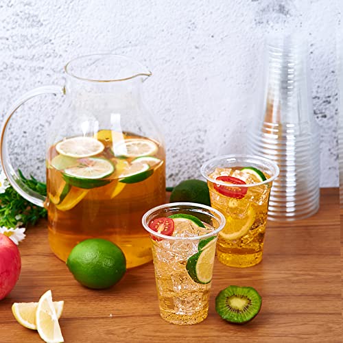 Lilymicky 200 Pack 10 oz Clear Plastic Cups, PET Disposable Drinking Cups Perfect for Birthday Parties, Ceremonies, Events