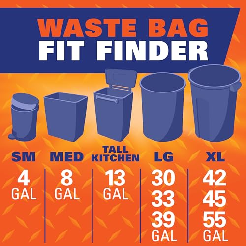 Hefty Easy Flaps Multipurpose Large Trash Bags, 30 Gallon, 40 Count