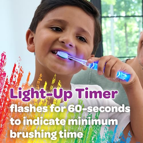 GUM Crayola Timer Light Kids Toothbrush, Soft-Bristled Toothbrush with Suction Cup Base for Ages 3+, 1 Count (Pack of 4)