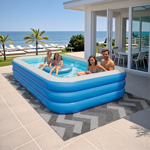 Inflatable Pool for Adults, 115'' x 68'' x 22'' Large Inflatable Pool for Adults, Blow up Pools, Rectangular Family Swimming Poo l, Oversized Thickened Family Inflatable Pools for Outdoor