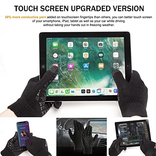 TRENDOUX Winter Gloves for Men Women - Upgraded Touch Screen Cold Weather Thermal Warm Knit Glove for Running Driving Hiking