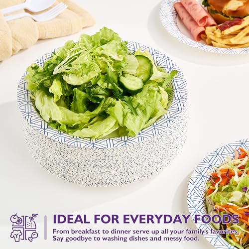 Disposable Paper Plates 8.5 Inch 300 Count, Soak Proof and Cut Resistant Heavy Duty Paper Plates Bulk for Parties, Picnics, Camping, and Everyday Meals