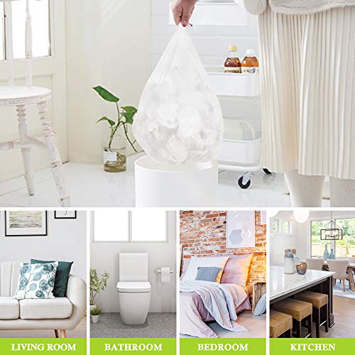 4 Gallon 130 Counts Strong Trash Bags Garbage Bags by RayPard, fit 12-15 Liter, 3,3.5,4.5 Gal trash Bin Liners for Home Office Kitchen Bathroom Bedroom, Clear