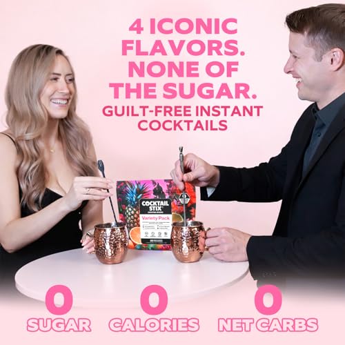 Cocktail Stix Zero Sugar Variety Pack - Cocktail & Mocktail Drink Mixer - Skinny Mixes - Water Flavoring Packets - Vegan - No Calories, No Carbs, No Sugar - Non-GMO - 20 Pack