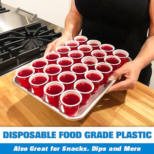 GoBig 200 Pack 2 oz Plastic Shot Cups - Mini 2oz Party Cups, Red