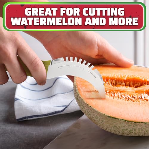 2-in-1 Watermelon Cutter Slicer Tool – Create Clean 1" Cubes & Slices with Watermelon Slicer for Cutting & Serving – Stainless Steel Fruit Cutter Kitchen Gadget for BBQ, Picnic, Camping & Snack Prep