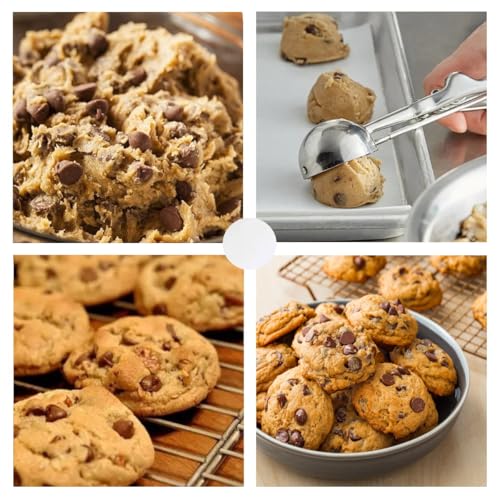 Ice Cream Scoop, 3Pcs Cookie Scoop Set, Stainless Steel Ice Cream Scooper with Trigger Release, Large/Medium/Small Cookie Scooper for Baking, Cookie Scoops for Baking Set of 3 with Cookie Dough Scoop…