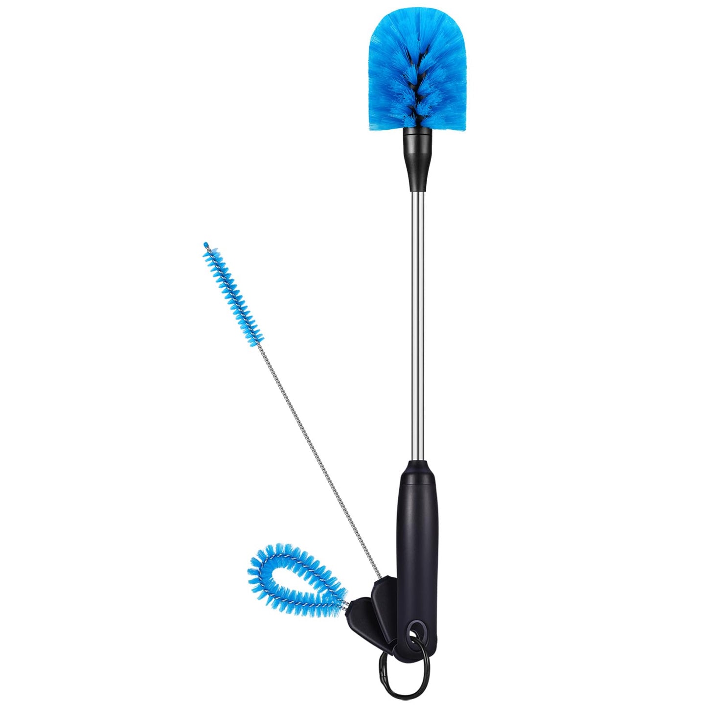 3-in-1 Stainless Steel Bottle Brush and Straw Cleaning Set, Long Handle Scrub Brush with Replaceable Head for Water Bottles, Glasswares, Mugs, Flasks, Tumblers, Vases, Round Head