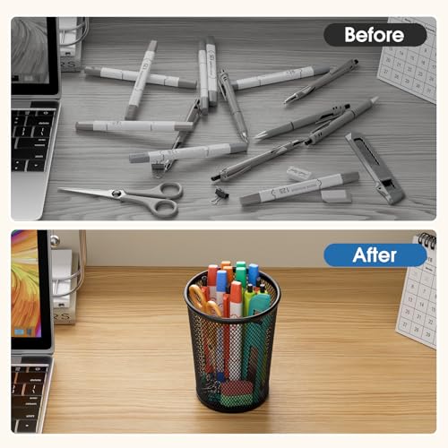 MaxGear Pen Holder for Desk, Premium Mesh Metal Pencil Holder Pen Cup Marker Organizer Makeup Brush Holders