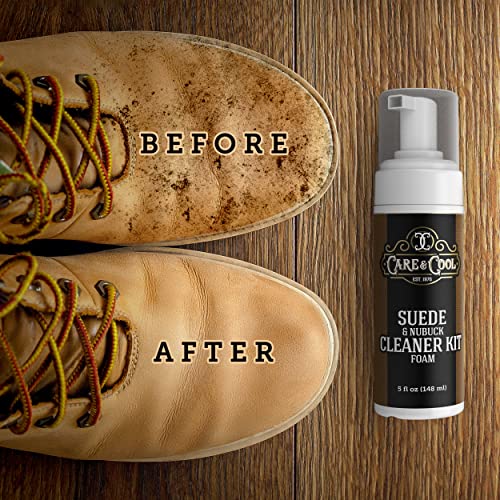 Care & Cool Suede and Nubuck Cleaner Foam Kit (5 oz) - Revitalizes and Refreshes Shoes, Boots, Clothes, and Furniture