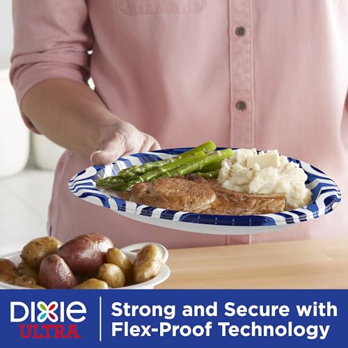 Dixie Ultra, Large Paper Plates, 10 Inch, 172 Count (4 packs of 43 plates), 3X Stronger*, Heavy Duty, Microwave-Safe, Soak-Proof, Cut Resistant, Disposable Plates For Heavy, Messy Meals