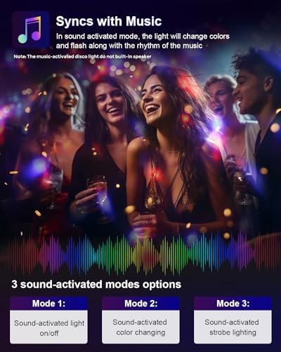 Luditek 2-Pack Sound Activated Party Lights with Remote, Disco Ball Strobe