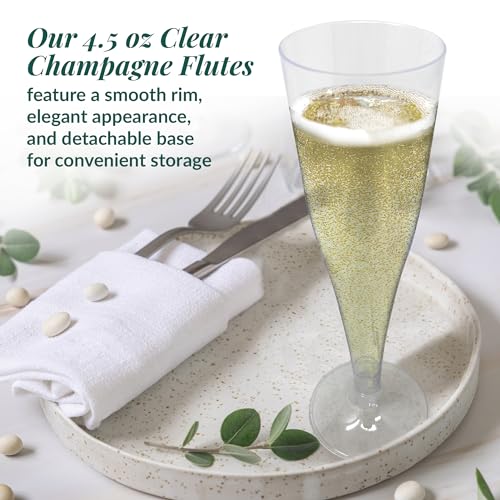 Reli. Champagne Flutes Plastic | 100 Pack | 4.5 oz - Clear | Premium Plastic Champagne Flutes | Party-Perfect for Celebrations