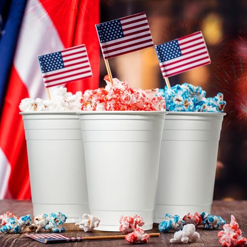PAMI White Plastic Party Cups [Pack of 30] - 16oz Disposable Drinking Glasses- For Iced Tea, Smoothies, Punch, Beer, Cocktails - Beerpong Cups
