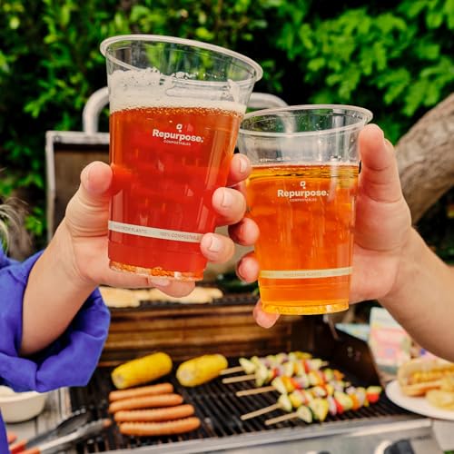Repurpose 100% Compostable Plant-Based Clear Cold Cups, 16oz, 50 Count, BPA Free, No PFAS Added, FDA Non-Toxic, Certified BioBased