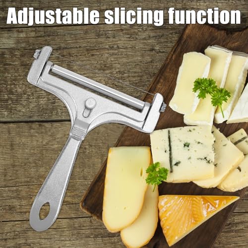 Stainless Steel Wire Cheese Slicer, Handheld Cheese Cutter with 8 Replacement Wires & Wrench Food Slicer for Block Butter Cutter Tools