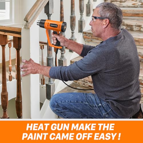 SEEKONE Heat Gun 1800W Heavy Duty Fast Heat Hot Air Gun Kit with 752℉&1112℉（400℃-600℃） Dual-Temperature Settings and 4 Nozzles with Overheat Protection for Crafts, Shrinking PVC, Stripping Paint