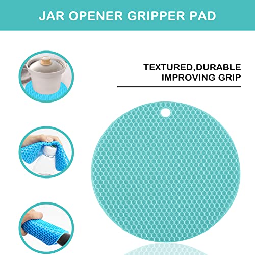 Jar Opener for Weak Hands, Seniors with Arthritis, 5 in 1 Multi Function Bottle Opener Lid Opener For Arthritic Hands with Non Slip Rubber Jar opener Gripper Pad(blue)