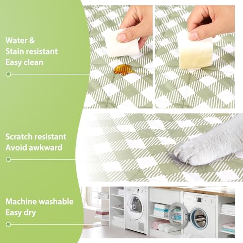ZAZE Extra Large Picnic Outdoor Blanket, 80''x80'' Waterproof Foldable Blankets Gingham Picnic Mat for Beach, Camping Grass Lawn Park Accessories Cute Couple Gifts Ideas Wedding Registry(Green White)