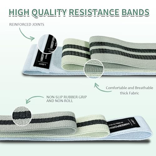 HIMESPORNER 9 PCS Fabric Resistance Bands Set for Working Out, Non-Slip Exercise Booty Bands for Women & Men Leg and Glutes with Hair Ties and Tape Measure - for Home Gym Workout, Yoga, Pilates