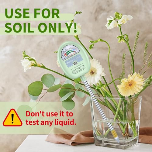 Soil Moisture Meter,4-in-1 Soil Ph Meter, Soil Tester for Moisture, Light,Nutrients, pH,Soil Ph Test Kit, Great for Garden, Lawn, Farm, No Battery Required, Gifts for Plants Lover
