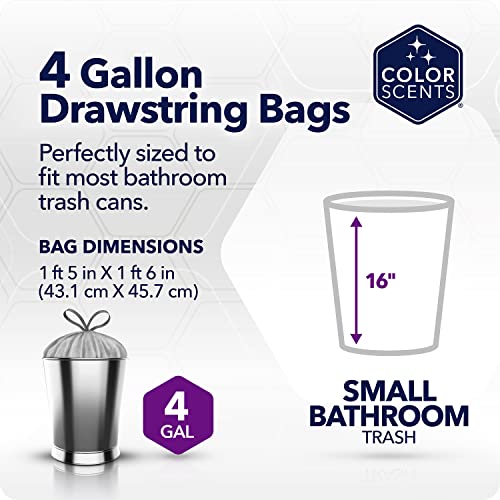 Color Scents Small Trash Bags - 4 Gallon, 200 Bags (1 Pack of 200 Count), Drawstring - Silver Bag in Simply Clean Scent with Microban