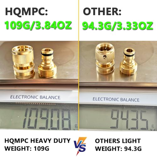 HQMPC Garden Hose Quick Connect Solid Brass Quick Connector Garden Hose Fitting Water Hose Connectors Garden Hose Disconnect 3/4 inch GHT (2Sets) (2Female+2Male)