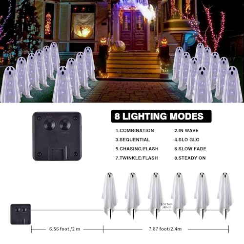 Halloween Decorations Solar Garden Lights Outdoor,6PACKS Halloween Ghost Decorations Lights with Scary Party Gifts Decor,Solar Scary Ghost Path