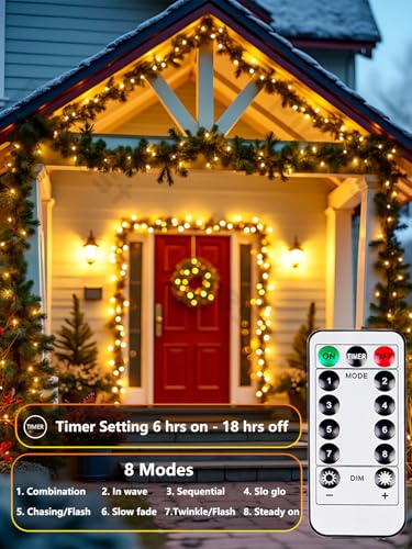 4 Pack Fairy Lights Battery Operated with Remote 33FT 100 LED Warm White