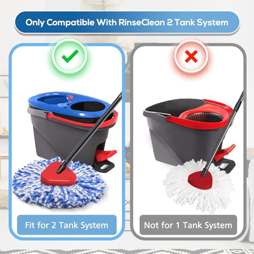 4 Pack RinseClean Spin Mop Replacement Head Spin Mop Refills Compatible with O Ceda RinseClean Dual System, Microfiber Mop Easy Cleaning Floor Head Mo-p for Floor Cleaning RinseClean 2 Tank System
