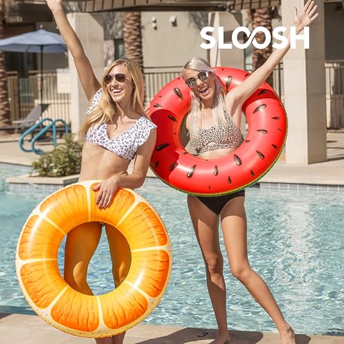 Sloosh 4 Pack Inflatable Pool Floats, Pool Tube Rings, Swim Tubes, Floaties Toys, Beach Swimming Party Toys for Kids and Adults