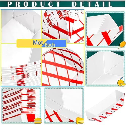 100 Pack 3lb Paper Food Trays,Disposable Greaseproof Kraft Checkered Carnival Food Serving Take Out Basket Tray Boat for Snacks Fries Nachos Popcorn Hot Dogs Carnival Wedding Party Picnic