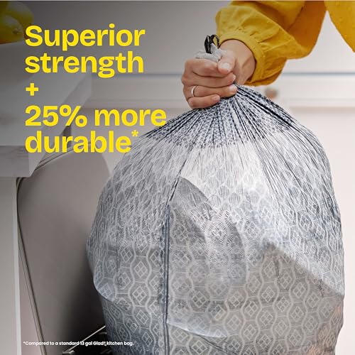Glad ForceFlex MaxStrength Kitchen Trash Bags, 13 Gal, Fresh Clean Febreze, 34 Ct (Package May Vary)
