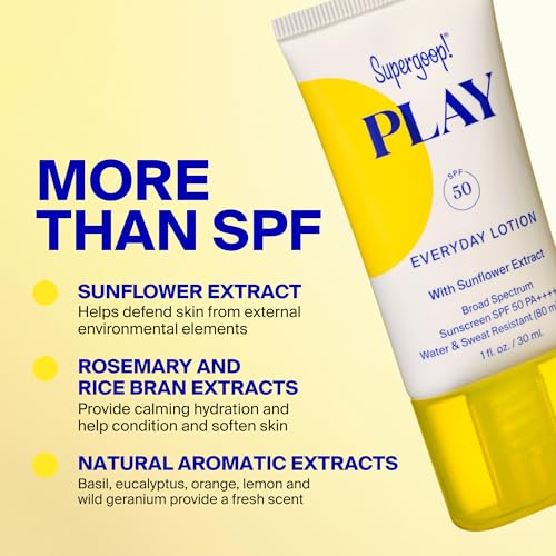 Supergoop! PLAY Everyday Lotion - Broad Spectrum Body & Face Sunscreen - Great for Active Days - Fast Absorbing, Water & Sweat Resistant